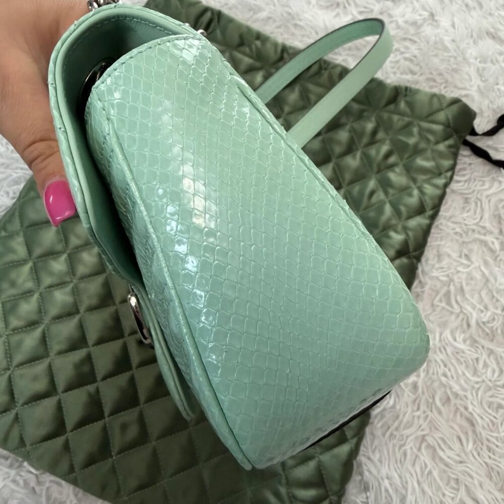 Gucci Medium Marmont Python Embossed Green Leather - image 7